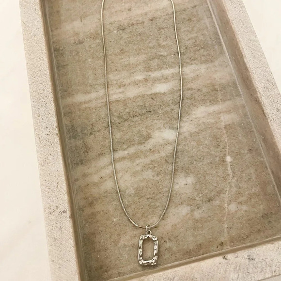 925 Sterling Silver Necklace Set Geometric Textured Square Pendant Sequin Chain - Picture 10 of 11